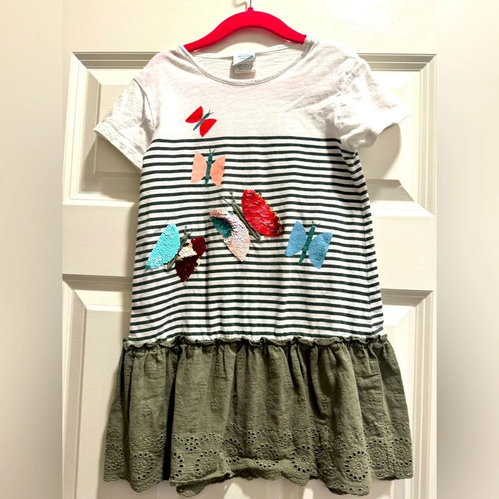 BOBOLI Mixed Media Striped Butterfly drop waist dress Sz 6